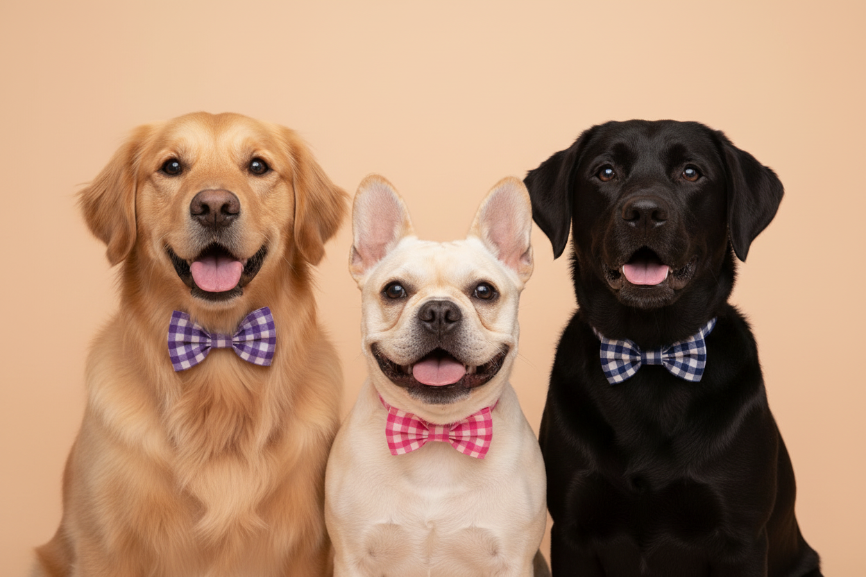 Personalised Gingham Dog Bow Tie – Custom Printed, Waterproof & Martingale Friendly