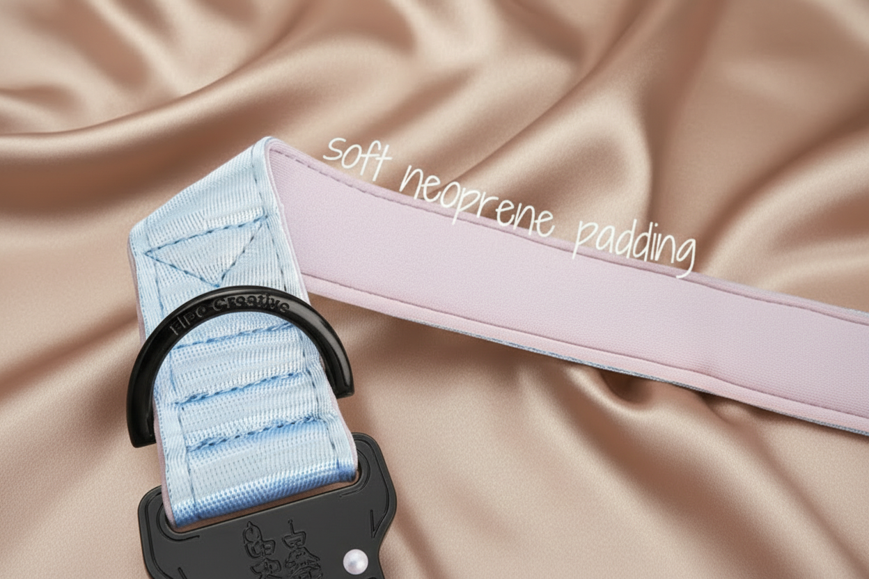 Blue and rose gold dog collar