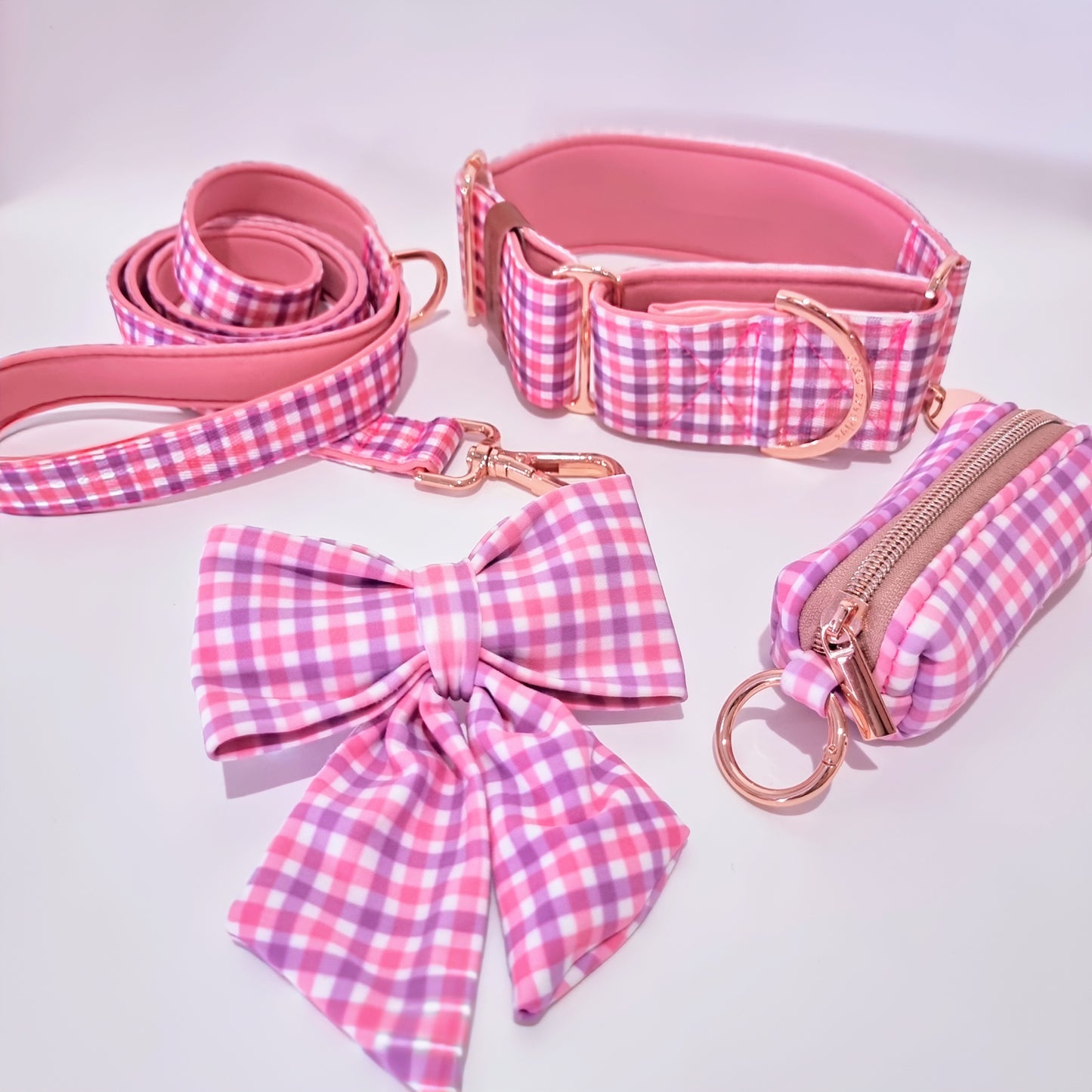 Dog Bowtie, Pink Purple Gingham