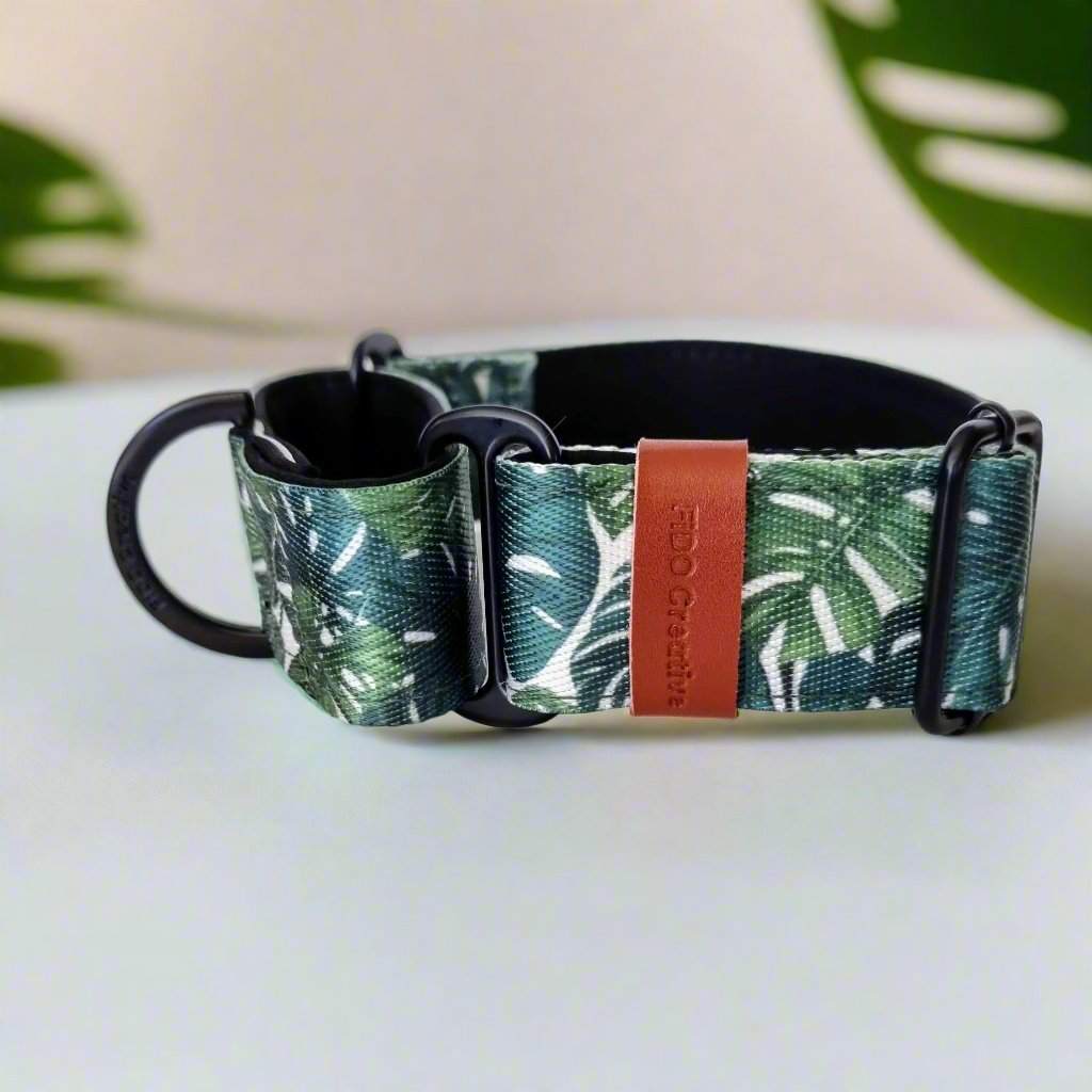 Martingale collar - Monstera leaf - Padded