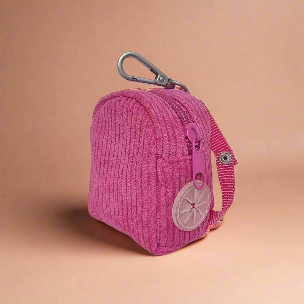 Dog walking bag - Hot pink corduroy