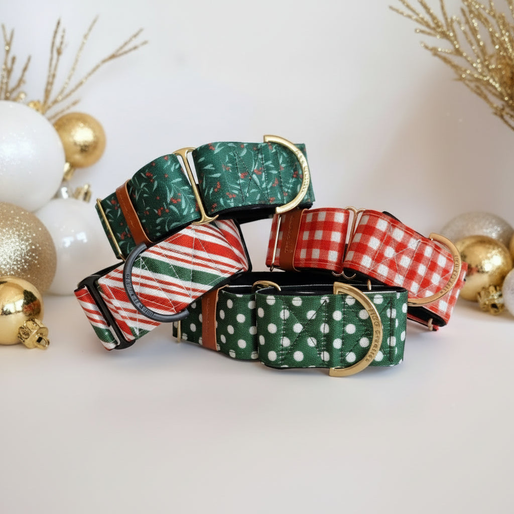 Christmas martingale dog collars