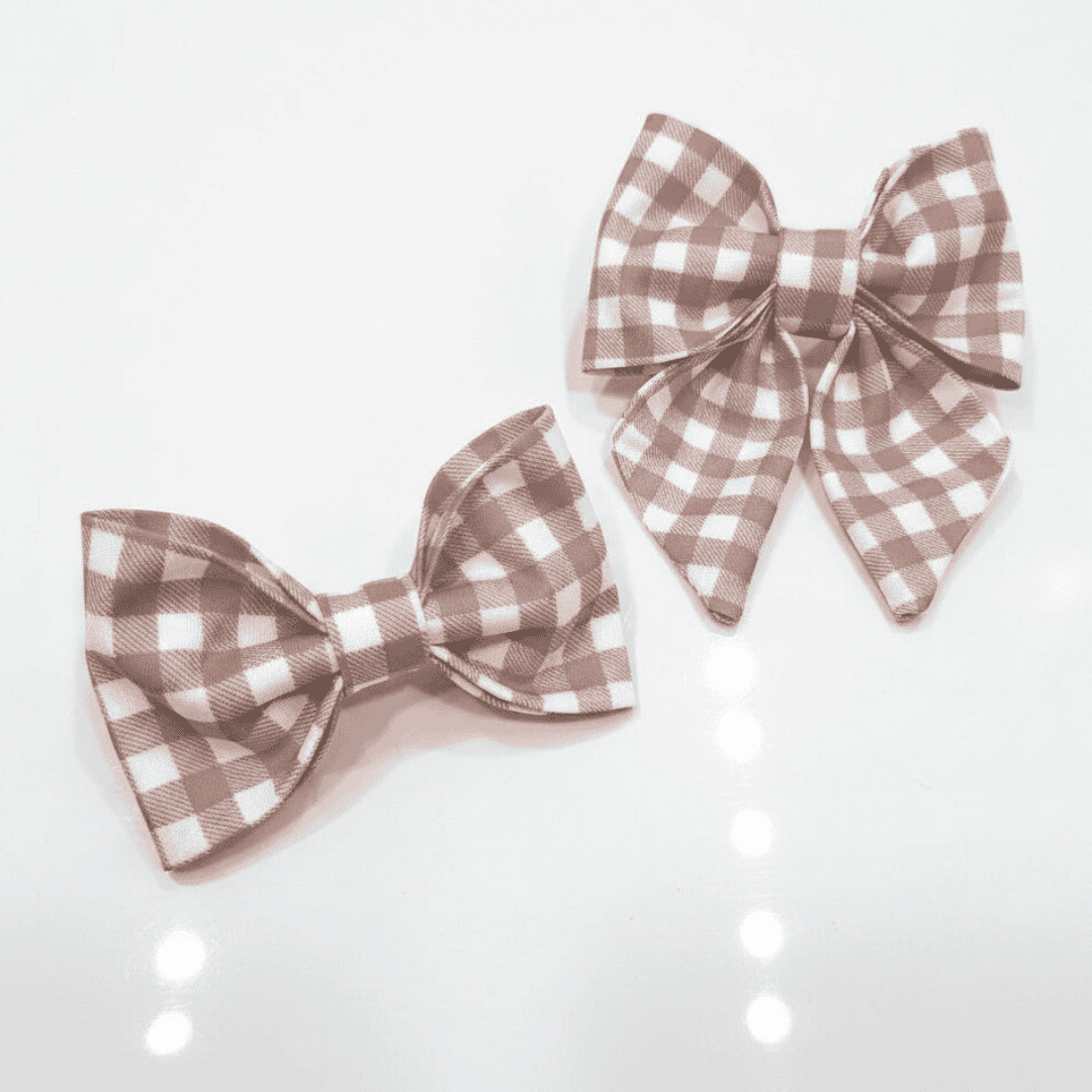 Personalised Gingham Dog Bow Tie – Custom Printed, Waterproof & Martingale Friendly