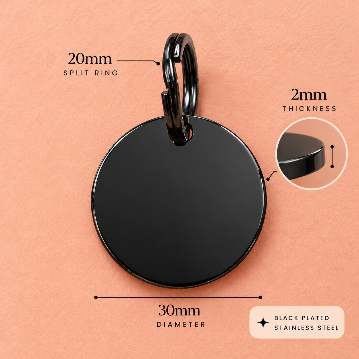 Custom Black Pet ID Tag – Design Your Own
