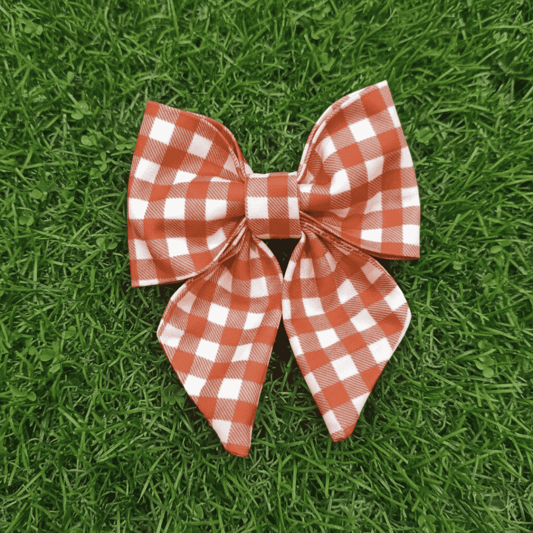 Personalised Gingham Dog Bow Tie – Custom Printed, Waterproof & Martingale Friendly