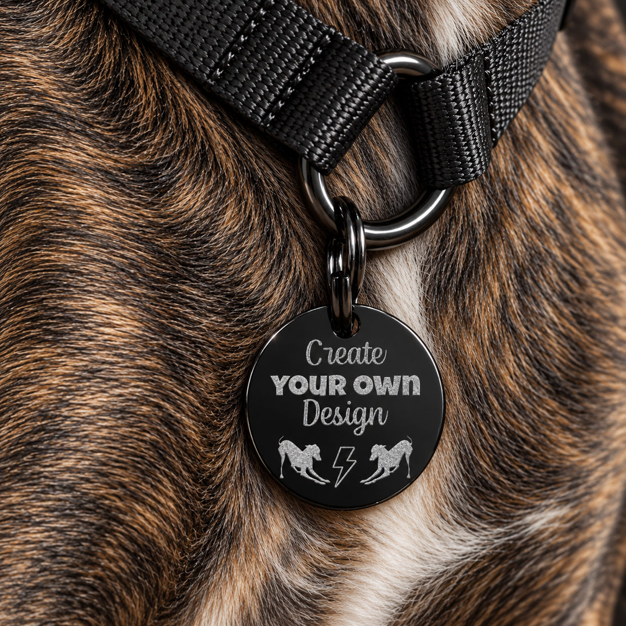 Custom Black Pet ID Tag – Design Your Own