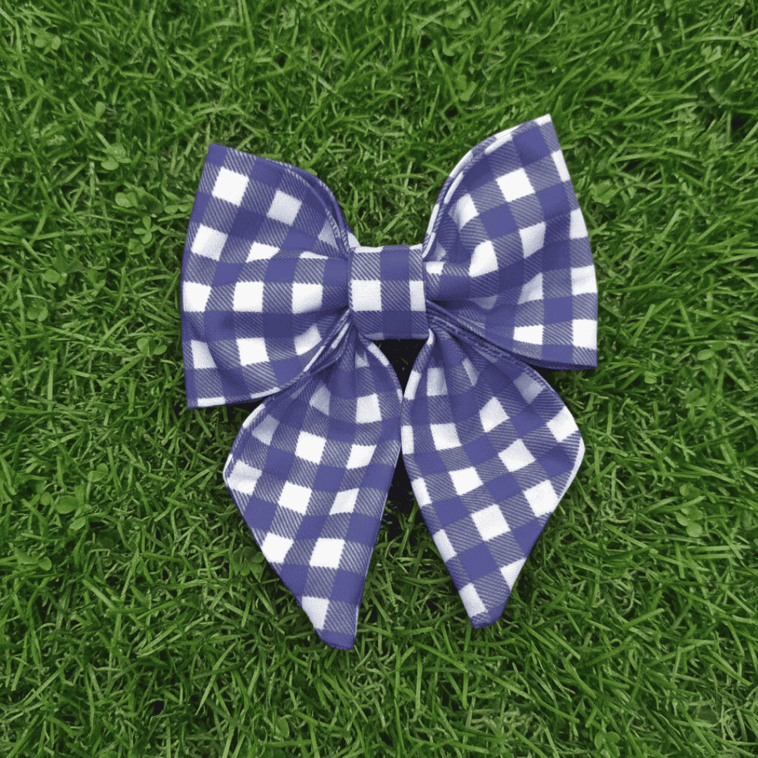 Personalised Gingham Dog Bow Tie – Custom Printed, Waterproof & Martingale Friendly