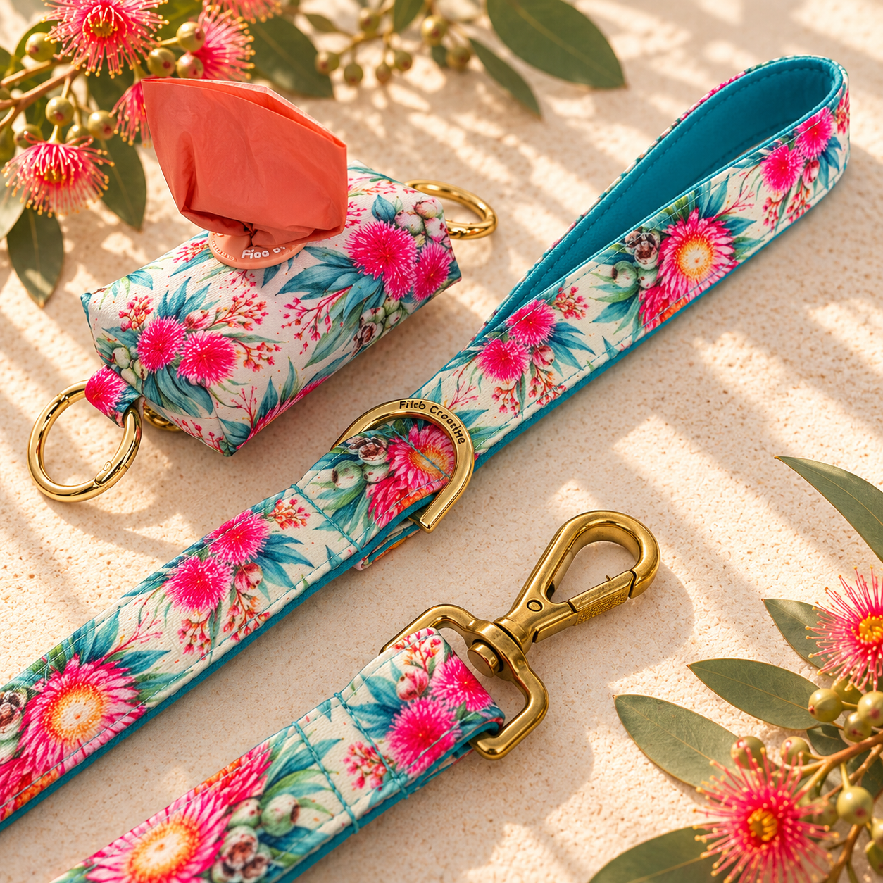Pink Native Blossom Dog Poop Bag Holder 🌸