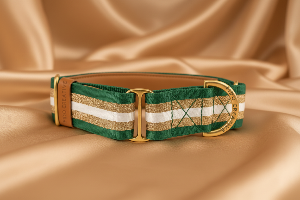 Green Glitter Dog Collar – martingale or buckle - Personalised Optional (1.5" Wide)