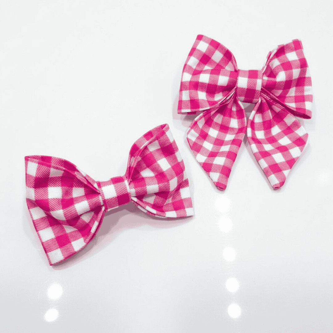 Personalised Gingham Dog Bow Tie – Custom Printed, Waterproof & Martingale Friendly