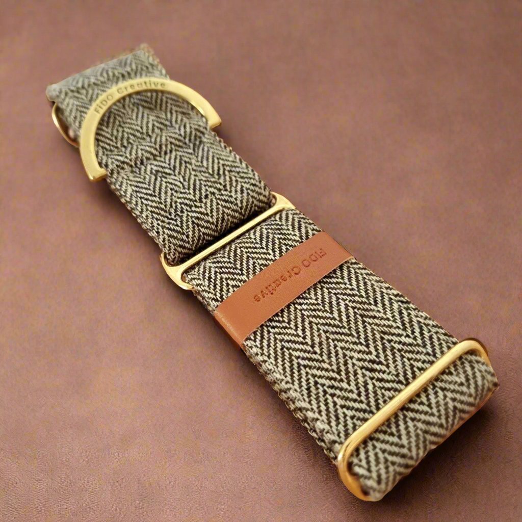 brown tweed greyhound martingale collar