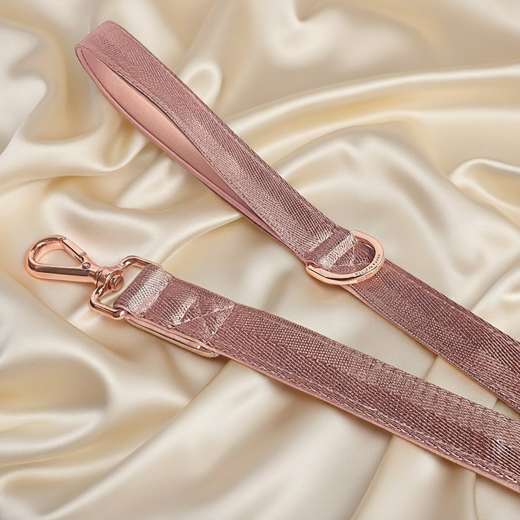 Light pink dog leash with padded handle 