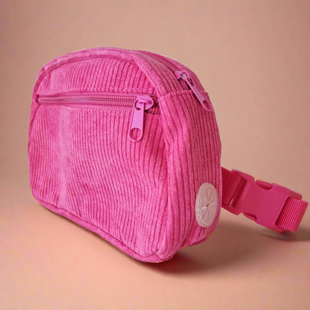 Dog walking bag - Hot pink corduroy