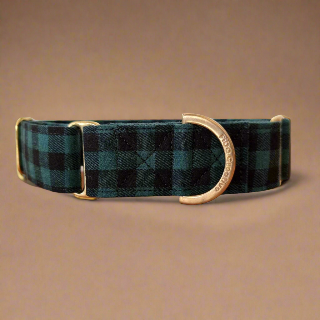 Black and green checkered martingale collar 