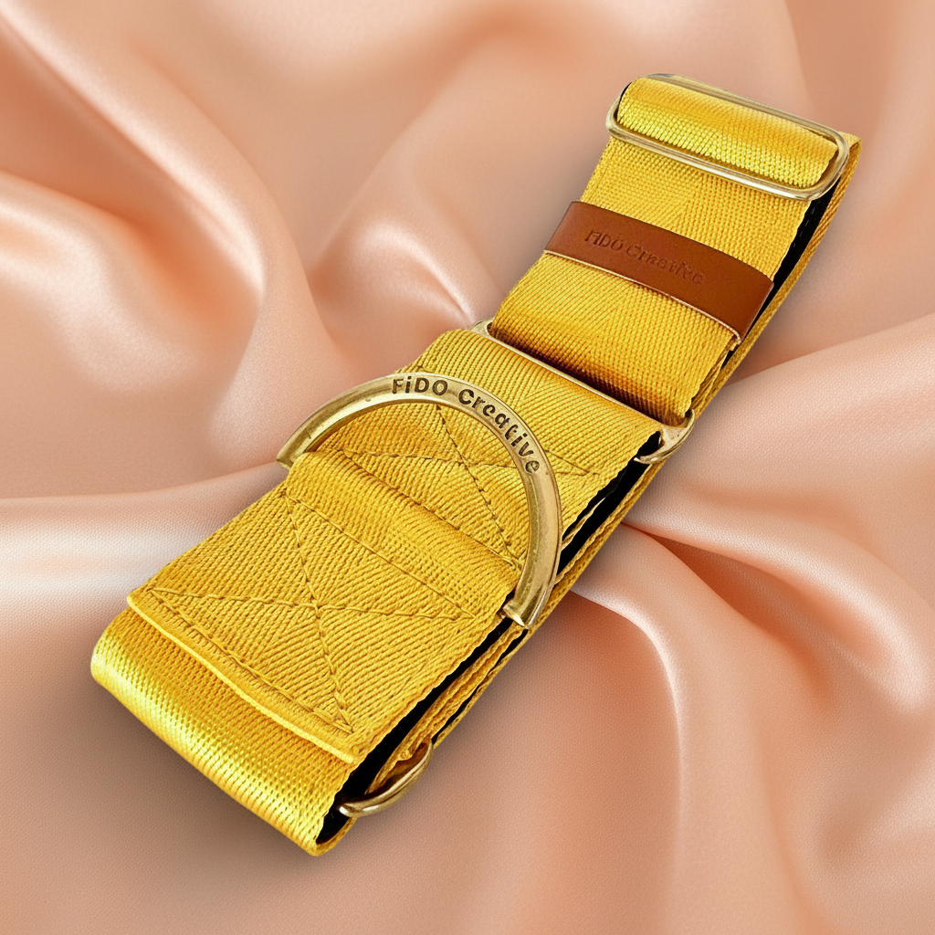 Yellow martingale dog collar 