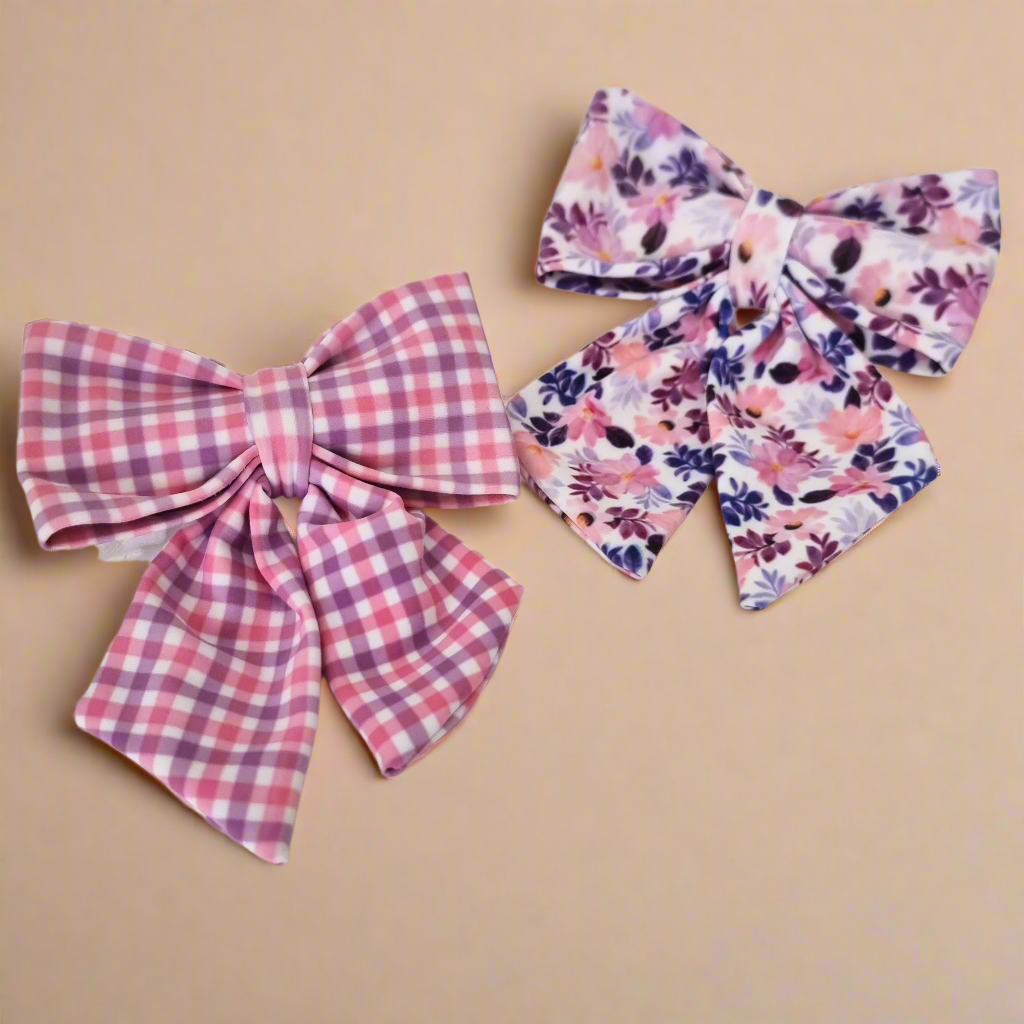 Dog Bowtie, Pink Purple Gingham