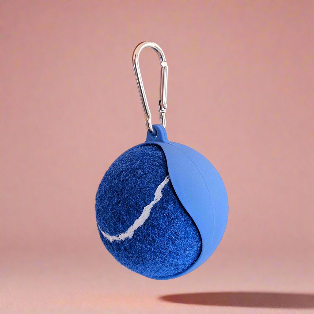 Blue Dog Tennis Ball Holder With clip