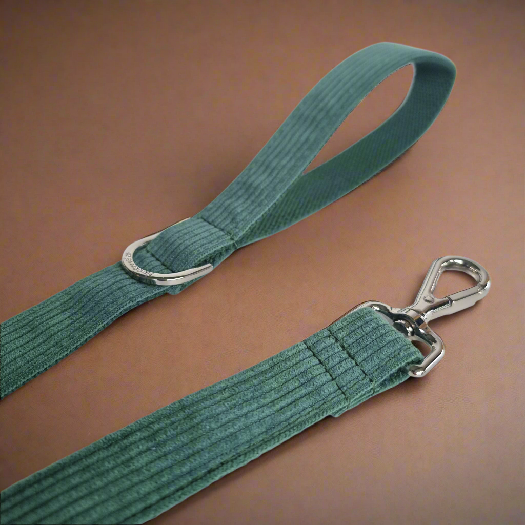 Green Corduroy Dog Leash