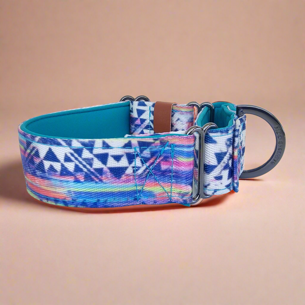 Blue Geometric Dog collar 