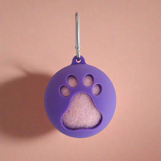 Purple dog ball holder with Light Pink Tennis Ball