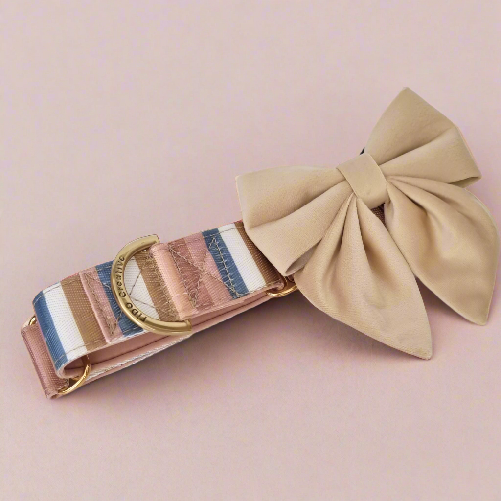 Dog Bowtie, Beige Velvet