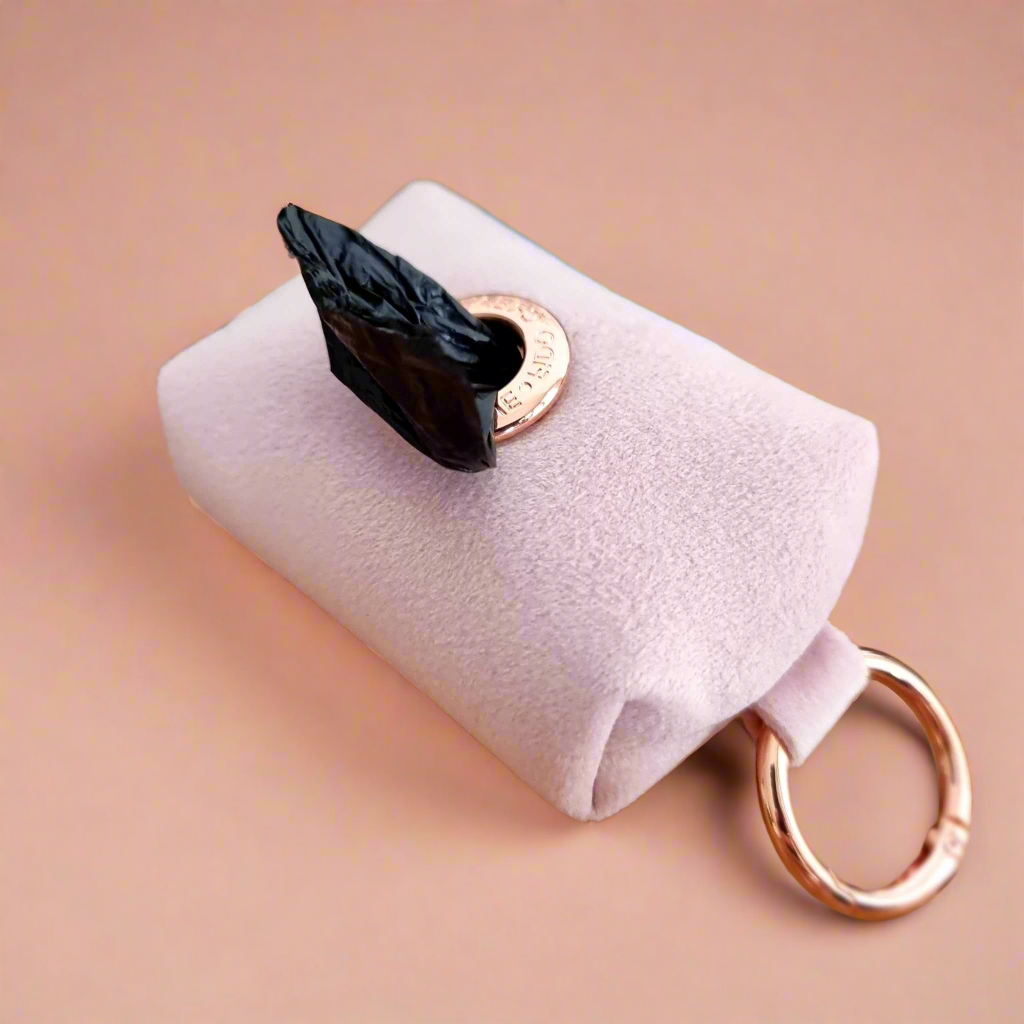 Dog poop bag holder - Dusty Pink velvet