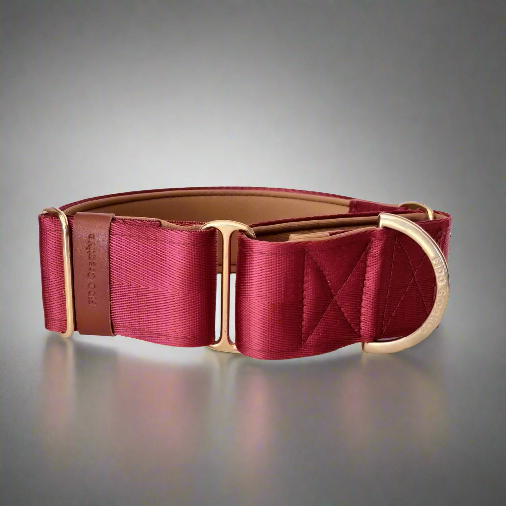 Red Wine martingale collar - neoprene padded