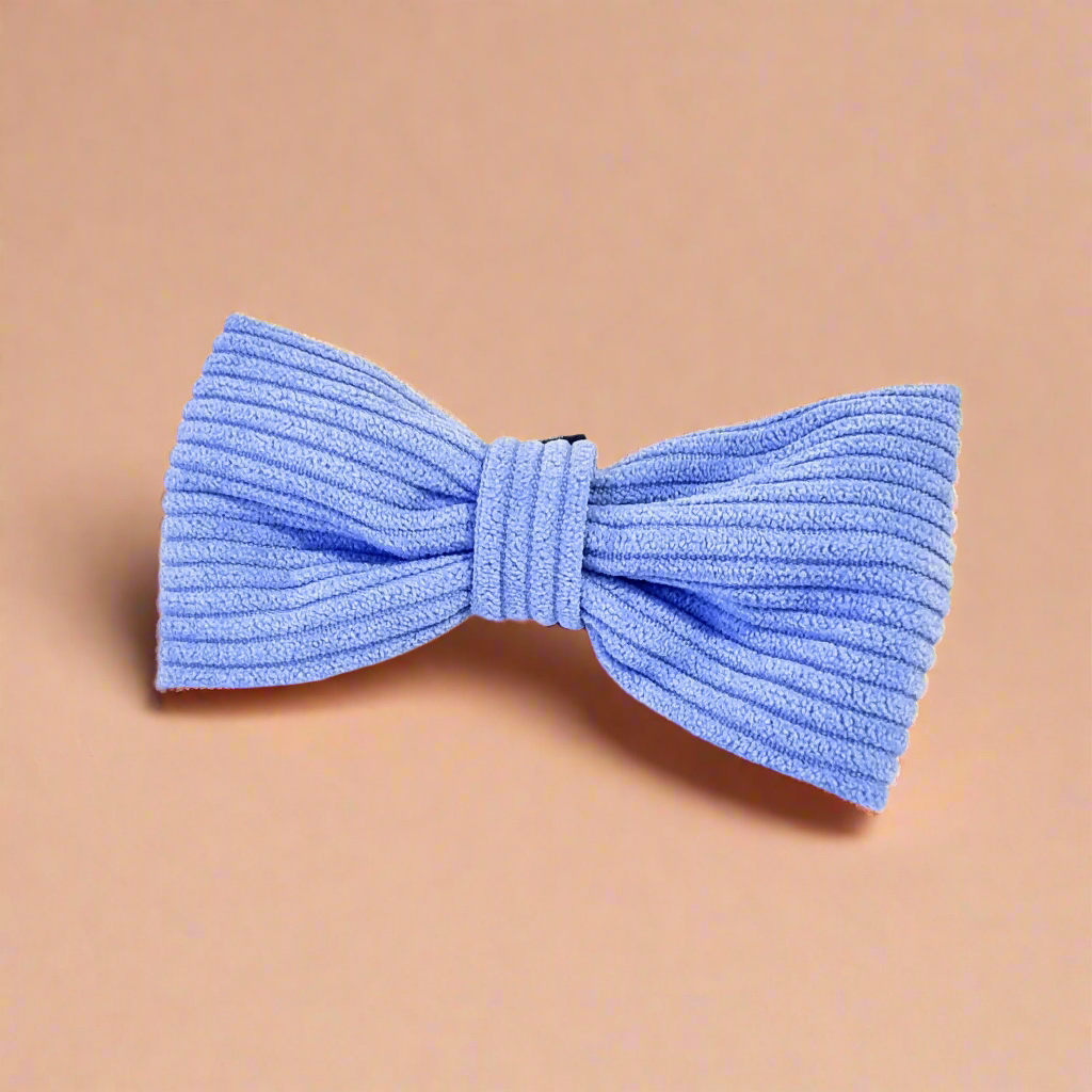 BLUE CORDUROY DOG BOW TIE
