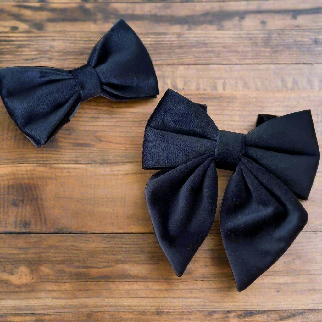 luxury Black velvet dog bow ties