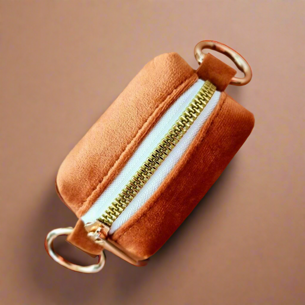Brown velvet dog poop bag holder