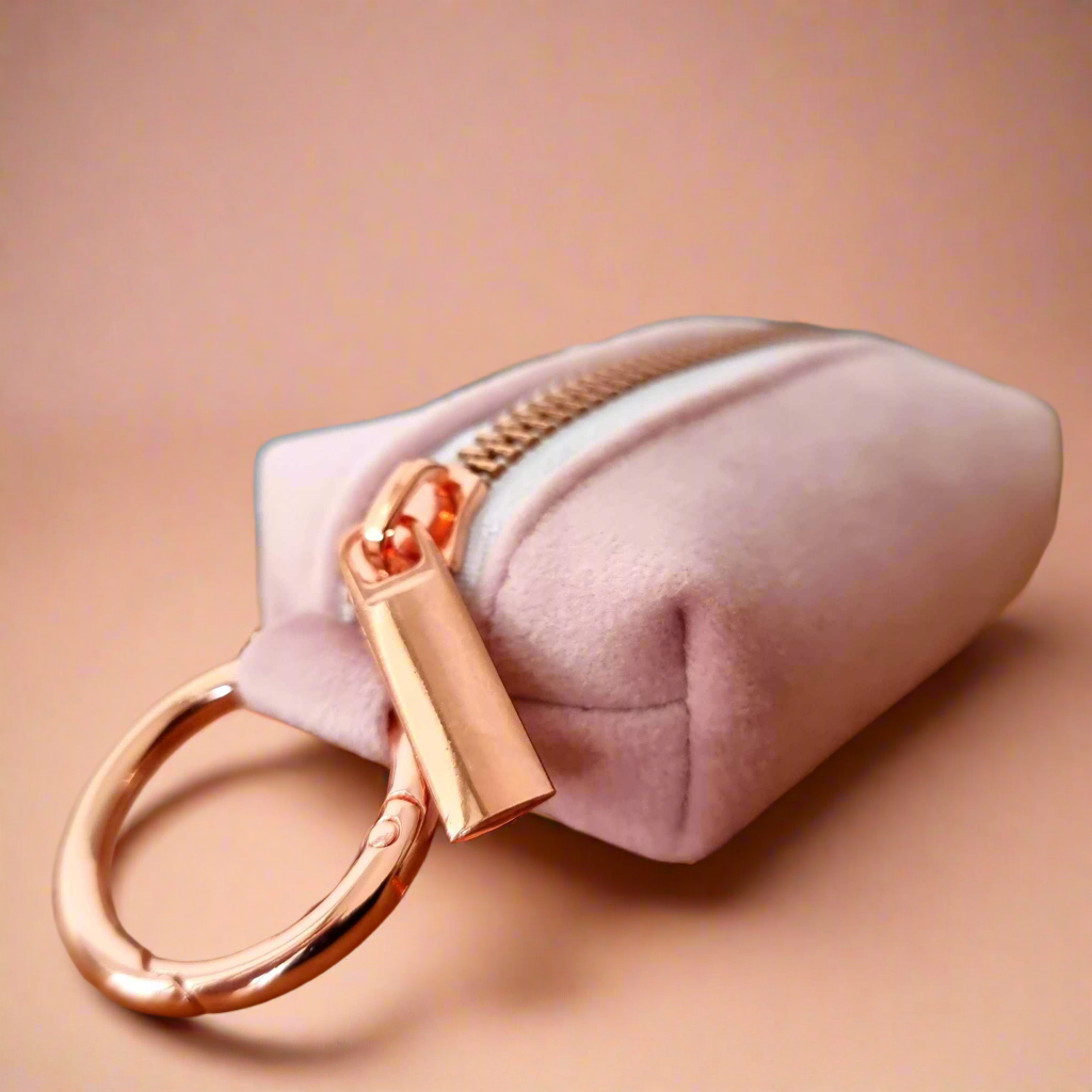 Dog poop bag holder - Dusty Pink velvet