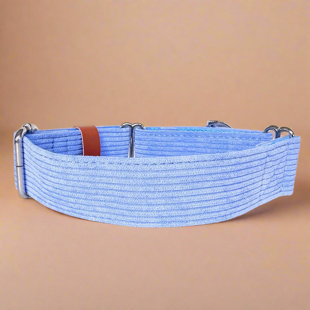 Blue Corduroy Dog collar 