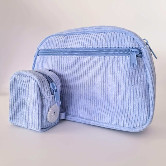 Dog walking bag - Light Blue corduroy