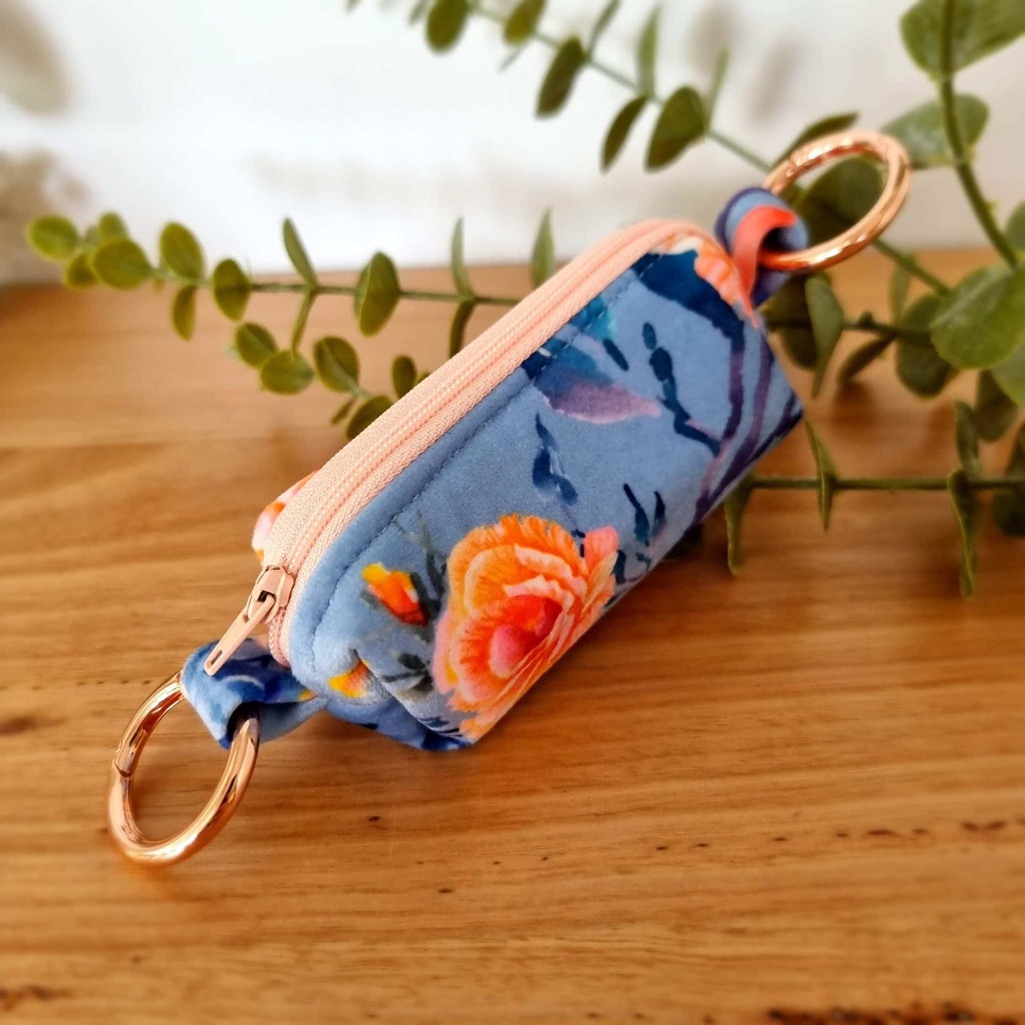 dog poop bag holder with peach rose design