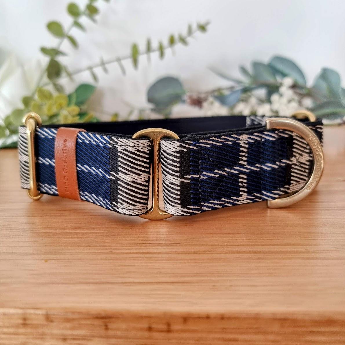 blue tartan greyhound collar