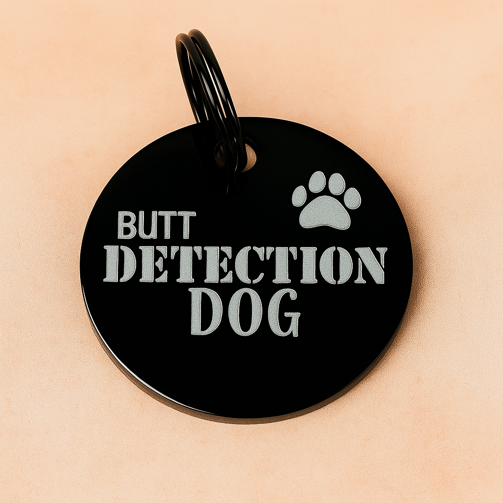 butt detection funny pet tag