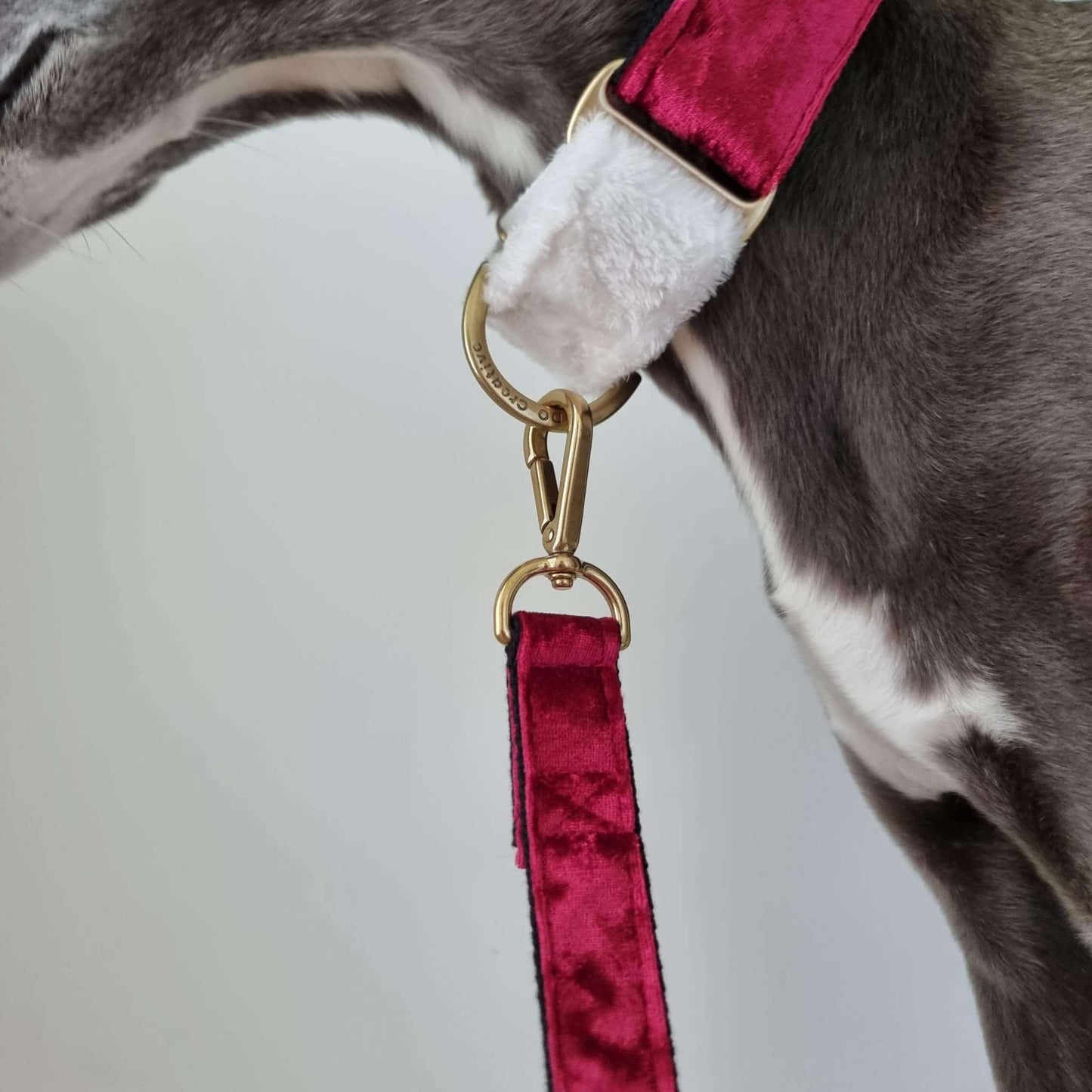 Crushed Red velvet dog leash