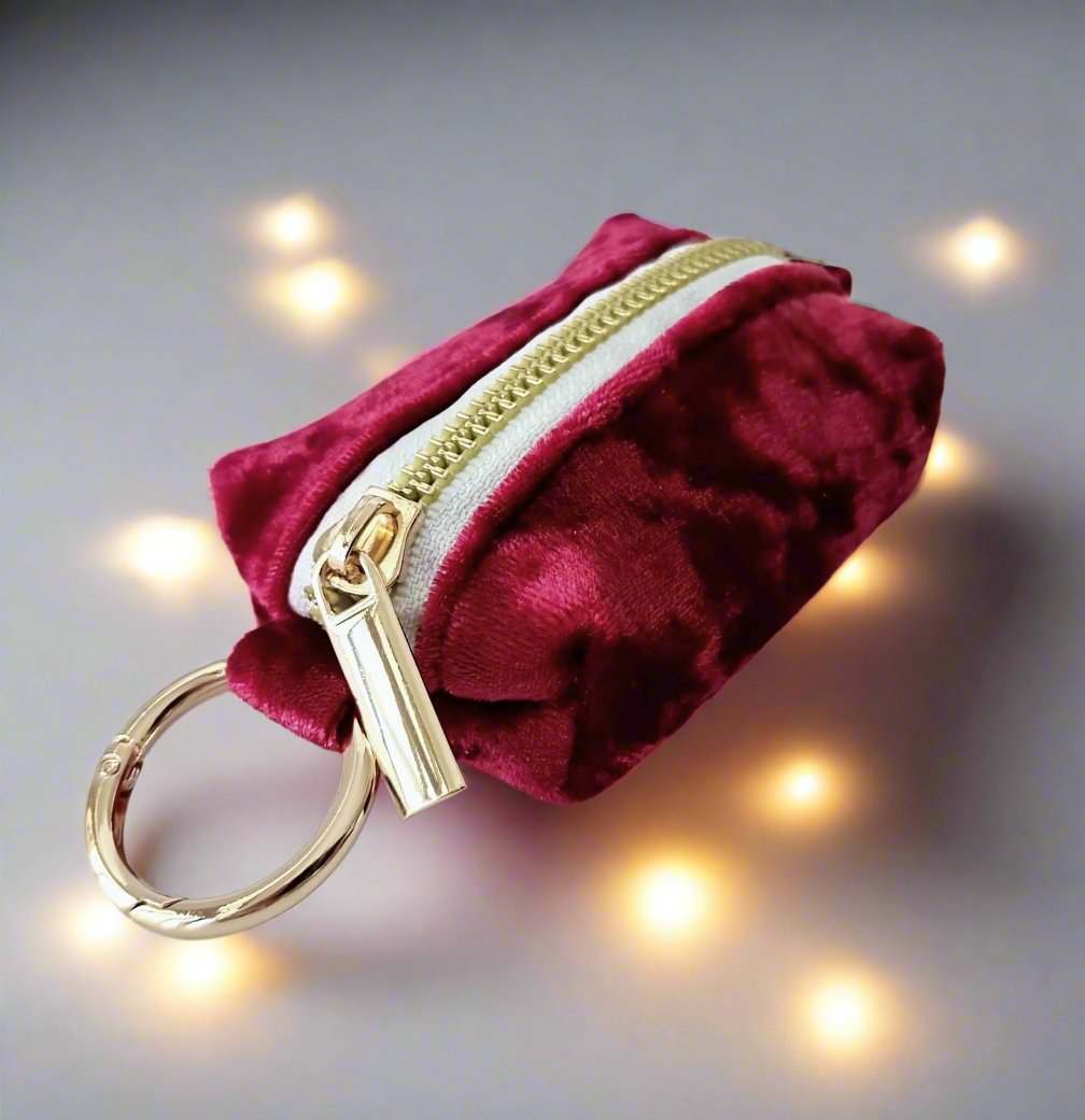 Crushed Red velvet dog poop bag holder