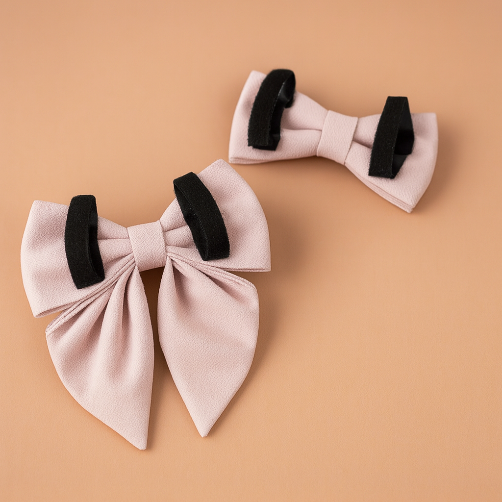 Pink dog bow tie - Dusty Pink velvet sailor dog bowtie with tails