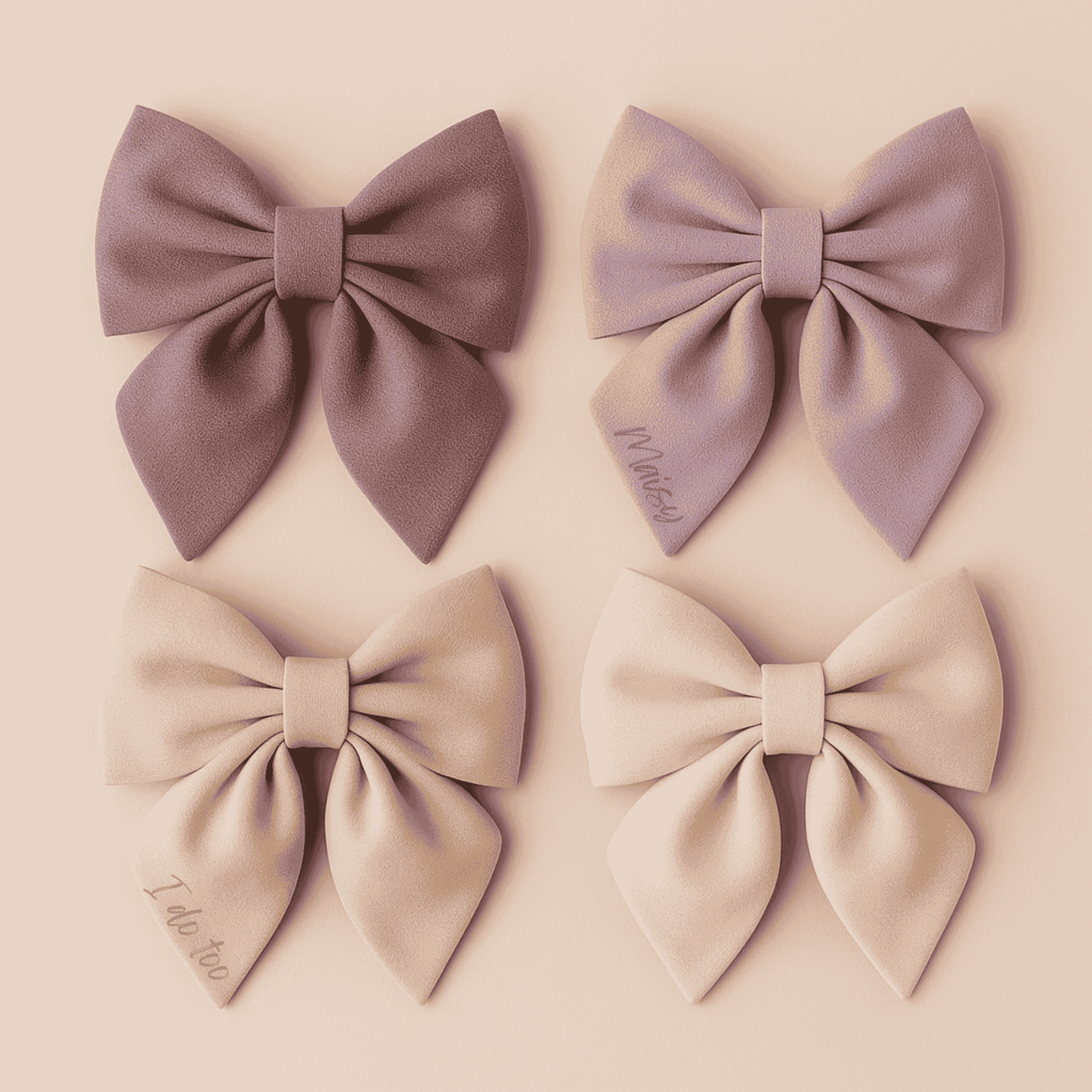 Pink dog bow tie - Dusty Pink velvet sailor dog bowtie with tails