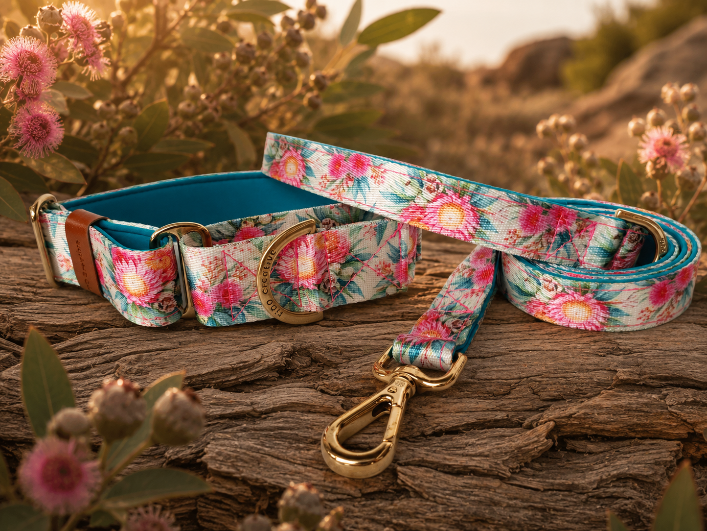 Martingale Collar - Padded Pink Gum Flower