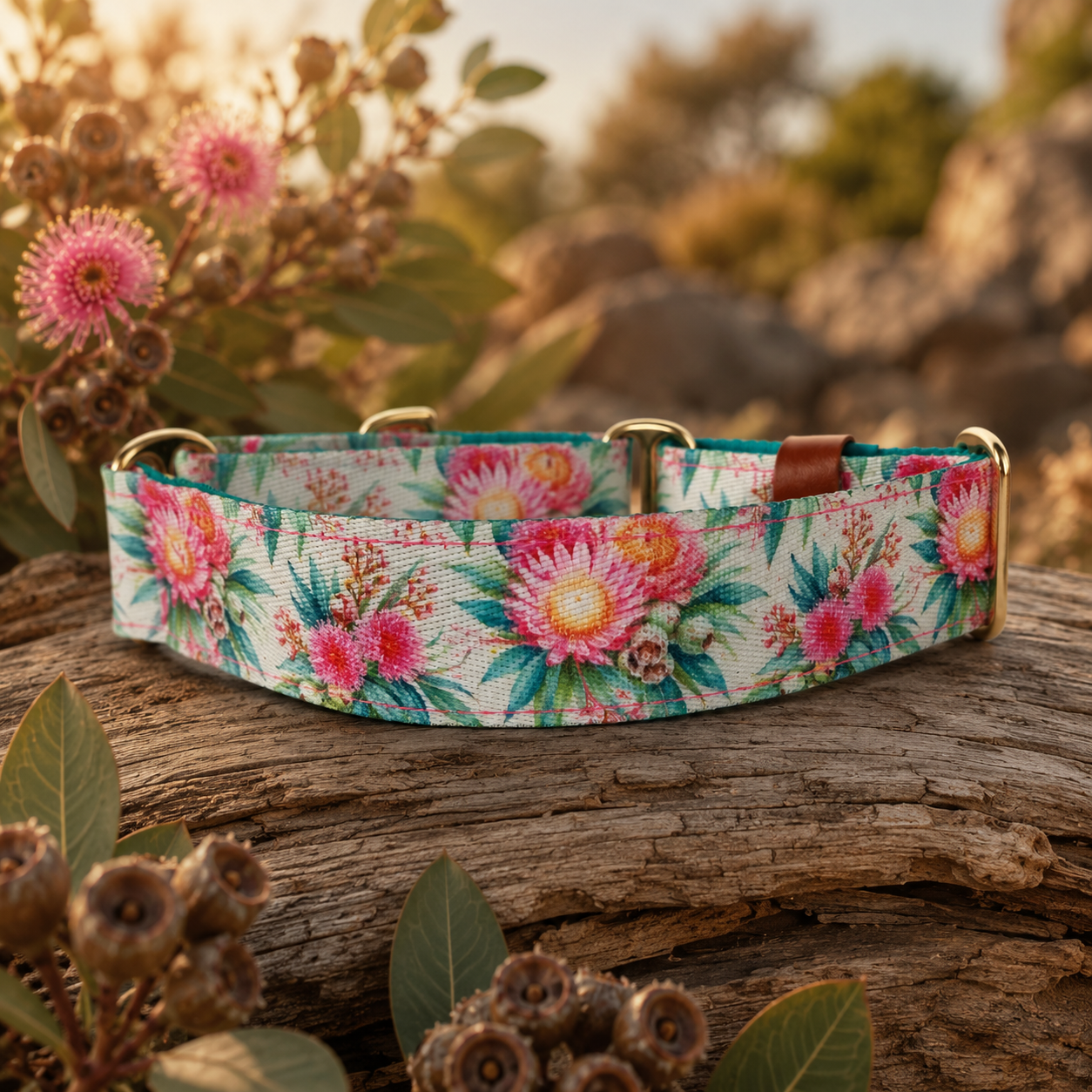 Martingale Collar - Padded Pink Gum Flower