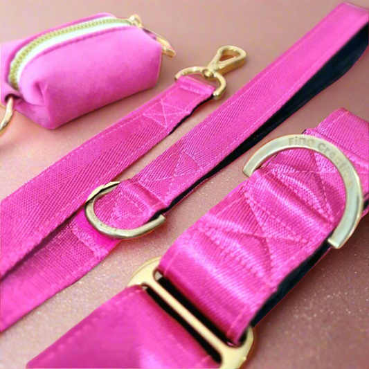 Pink dog collar set