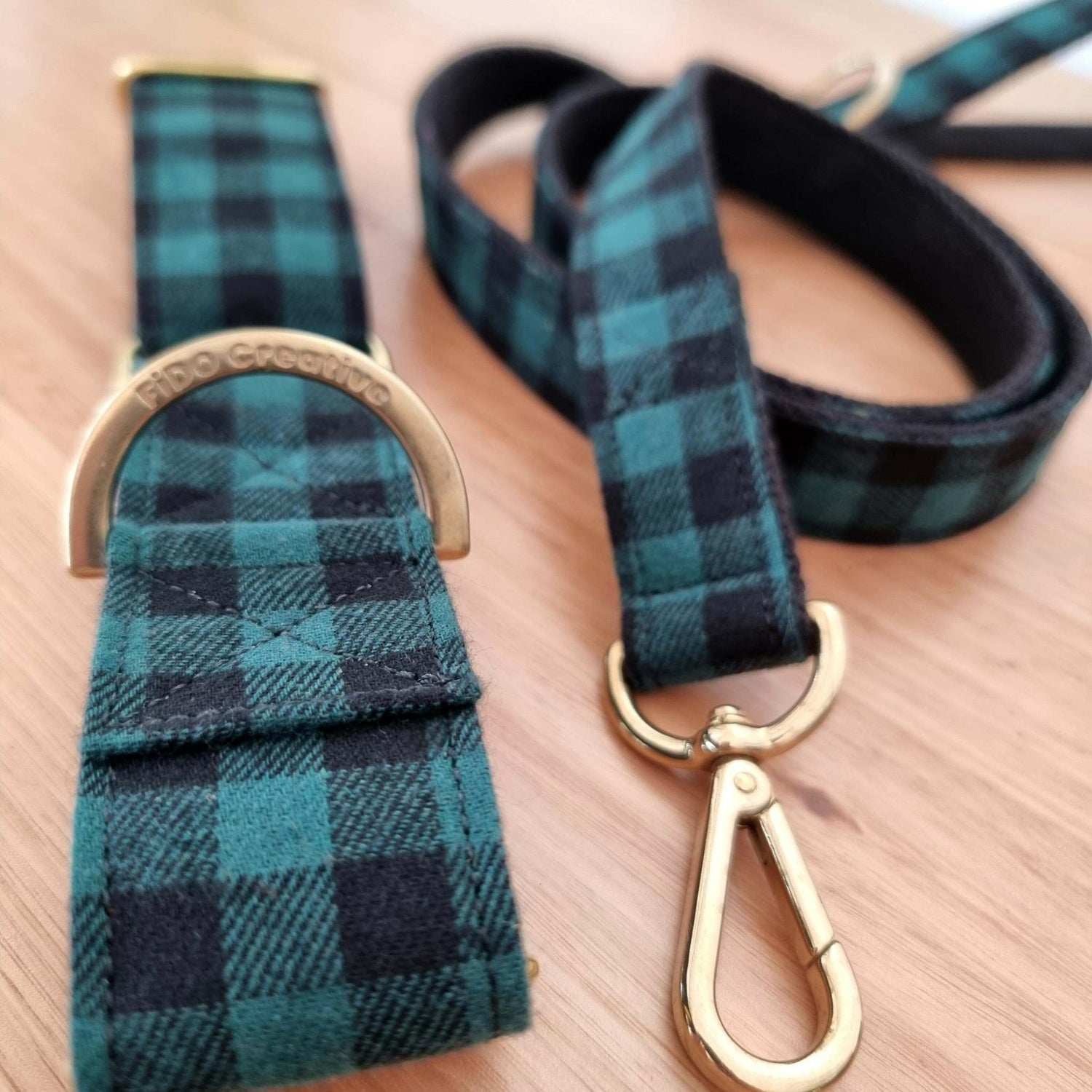 Green Buffalo Plaid Martingale Collar | Green Check | Gingham | Soft | Pine | Dark Green | Dog collar | Greyhound | Whippet | Tartan | Flano