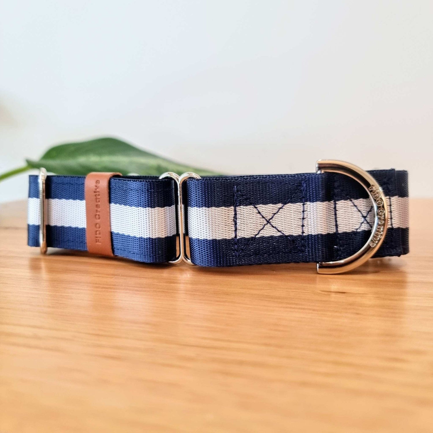 Navy Blue Stripe Martingale Collar