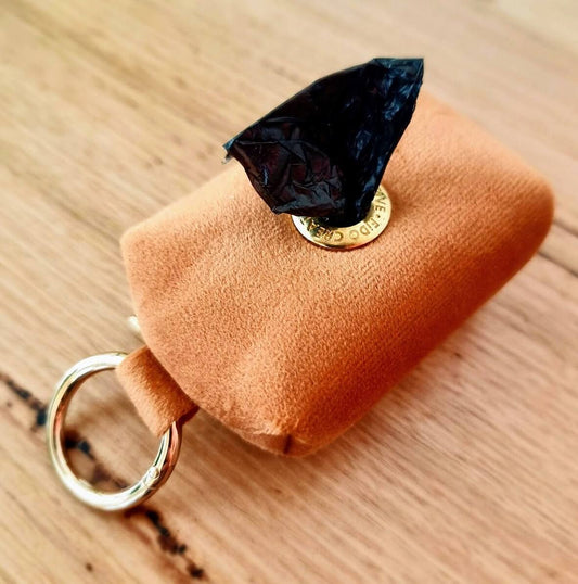 Brown velvet dog poop bag holder