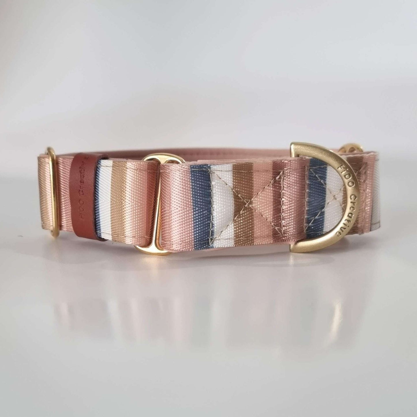 Nude Stripe Martingale collar - Padded