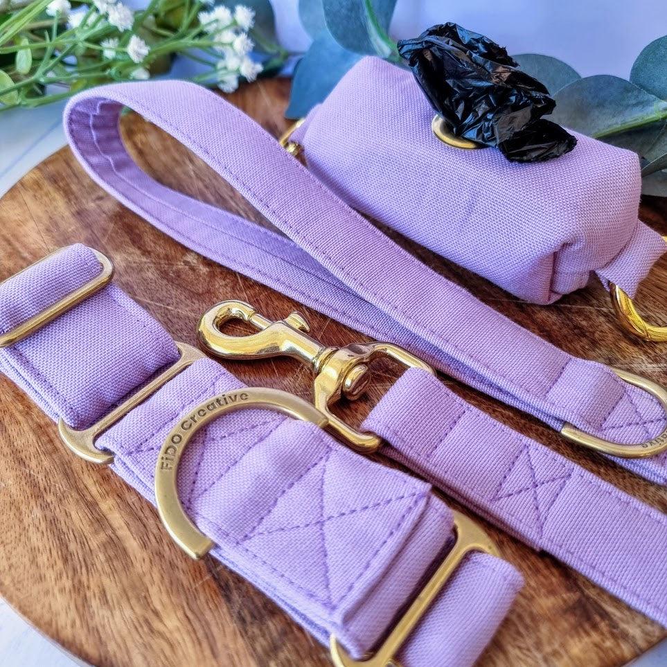 lilac purple martingale collar and leash set