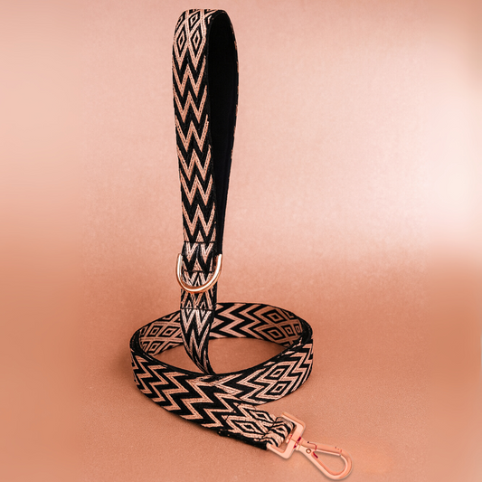 Luxury black and rose gold dog leash