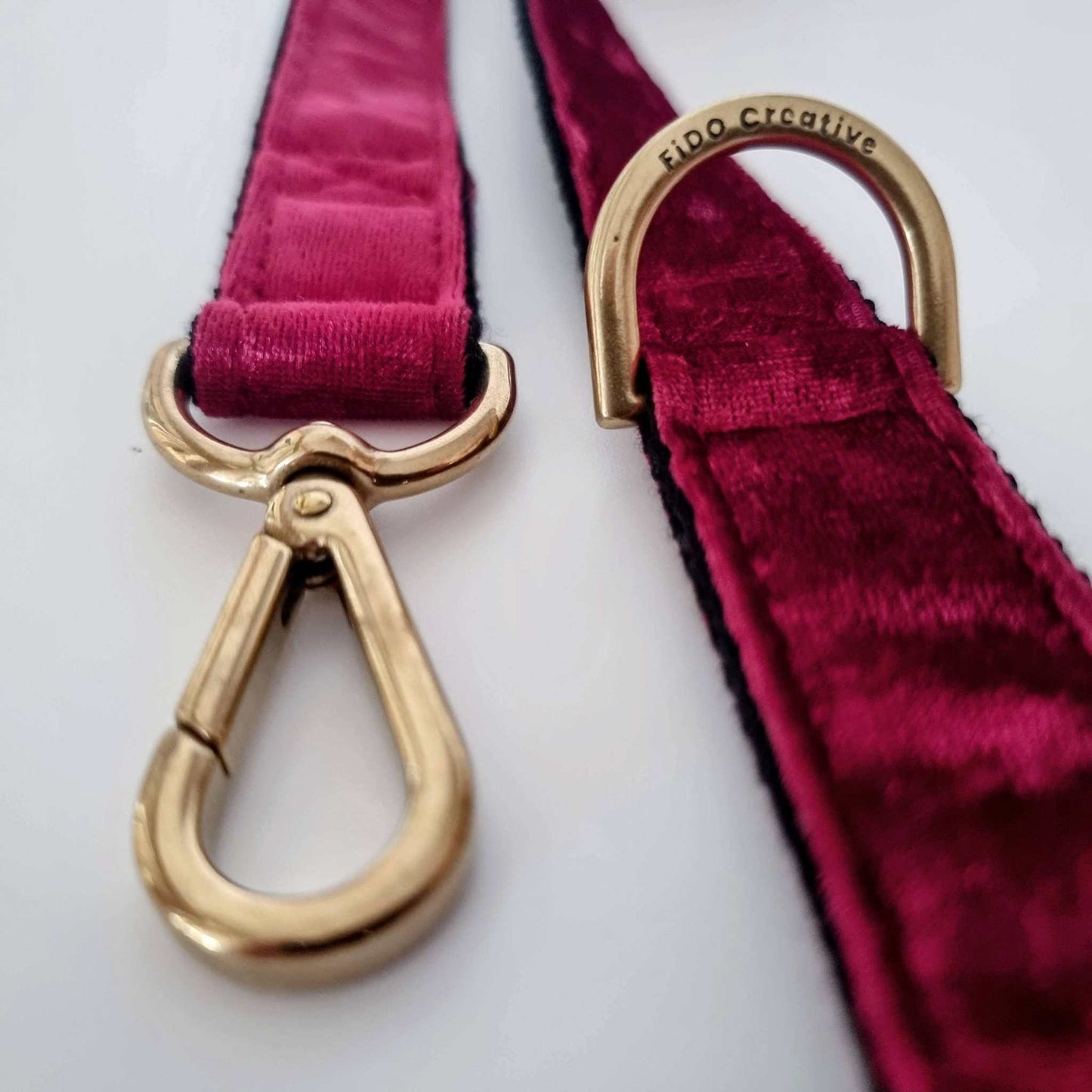 Crushed Red velvet dog leash